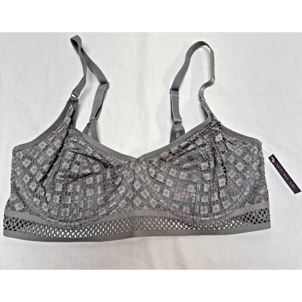 NWT Adore Me Lace Bra Size 34DD Steel Gray